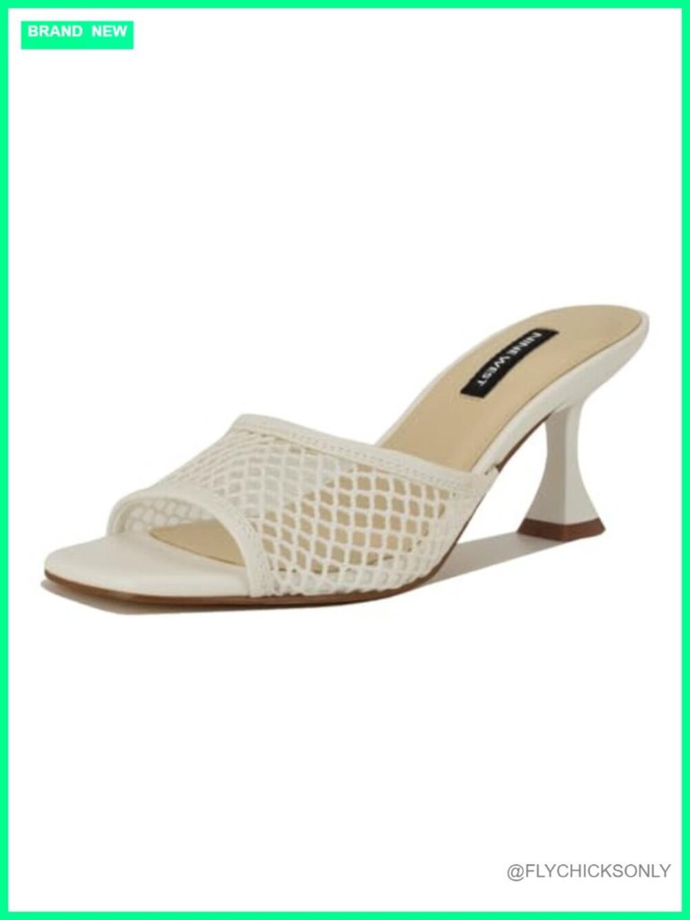 Nine West Cabana Slingback Kitten Heel Sandals Square Toe Woven Textile